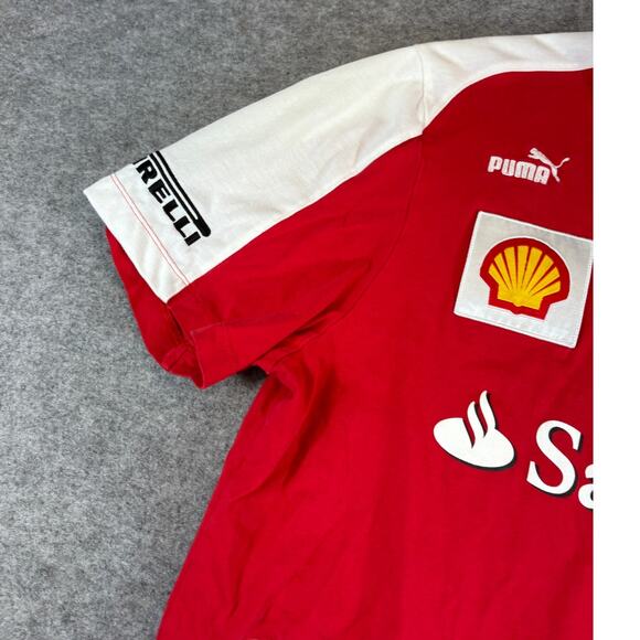 Puma Scuderia Ferrari F1 Racing T Shirt Mens XL Red Colorblock Santander Pirelli - Picture 3 of 8